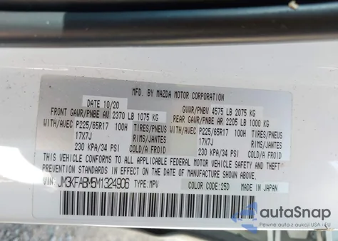 2021 Mazda Cx-5 Sport from USA, damaged, VIN JM3KFABM5M1324906